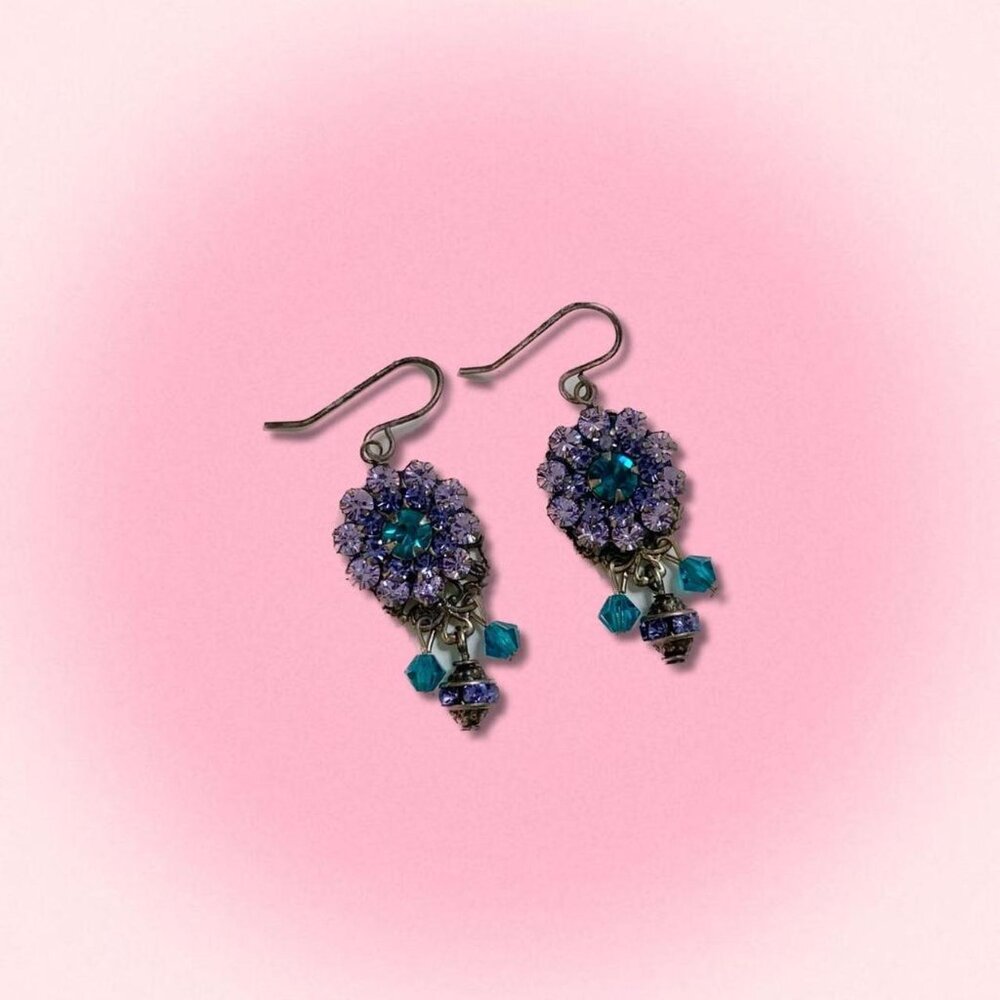 Genuine Y2K Diamante Floral Drop Earrings